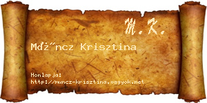 Müncz Krisztina névjegykártya